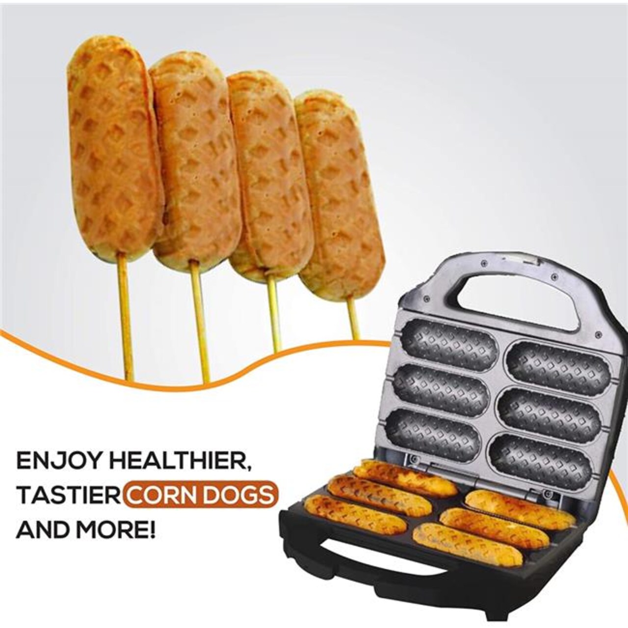 J-JATI Waffle Corn Dog Maker Hot Dog Presser Maker Waffle Stick Maker Hot Dog Maker